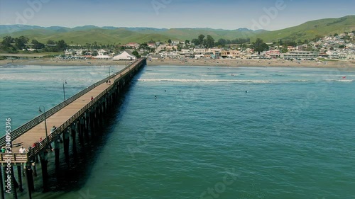 Wallpaper Mural Aerial: the pier & seaside town of Cayucos. The town is situated next to Morro Bay. California, USA. 18 April 2019 Torontodigital.ca