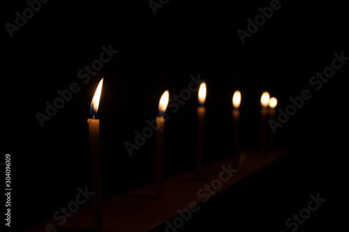 soft focused Candles Light in dark night