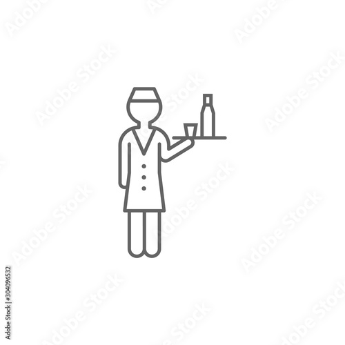 Waitress, airport. Icon illustration isolated sign symbol - icon