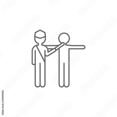 Hand metal detector, control man. Icon illustration isolated sign symbol - icon