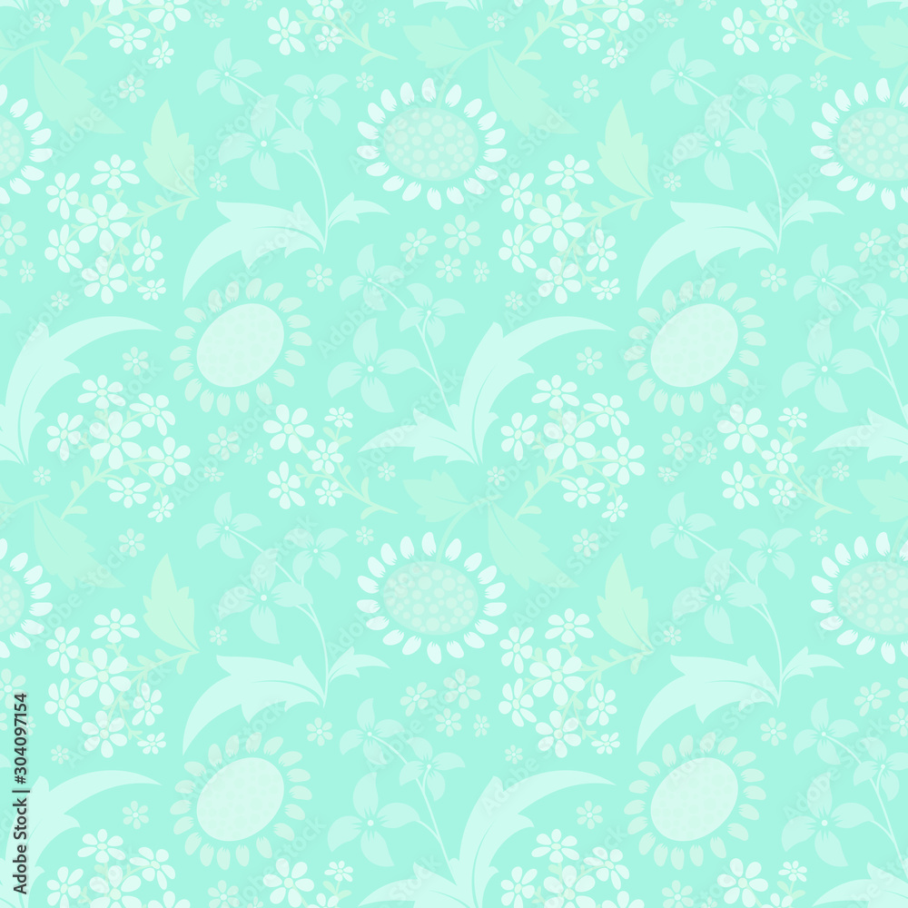 Seamless pattern with a set of stylized floral elements. Seamless pattern with a set of stylized floral elements.