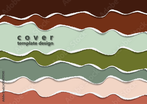 Bright background of colored pieces of paper torn around the edges. Creative abstract waves. Template for your design.
