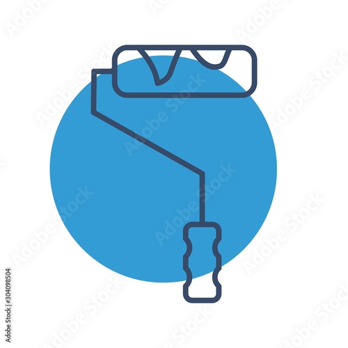 Paint Roller Icon Isolated On Abstract Background