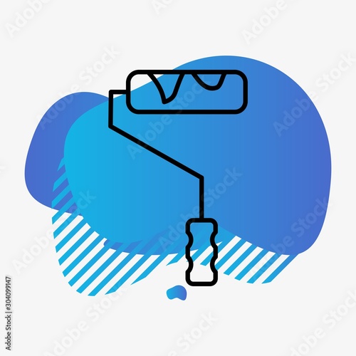 Paint Roller Icon Isolated On Abstract Background