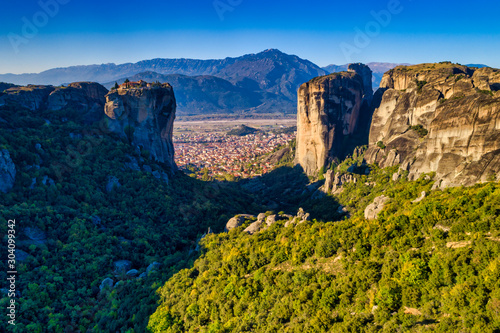 aerial view from the Monastery of the Holy Trinity in Meteora, Greece photo