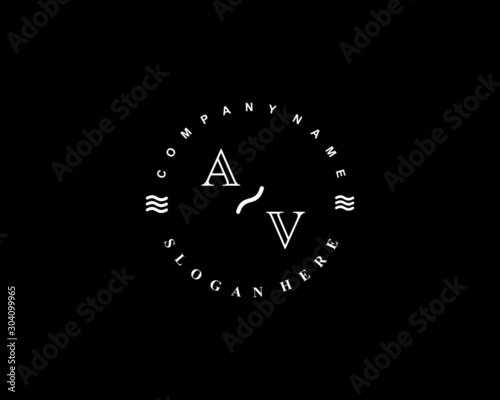 Initial AV vintage logo template