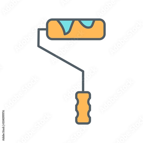 Paint Roller Icon Isolated On Abstract Background