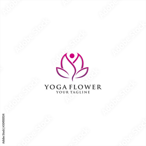 Yoga Flower Logo Design Template