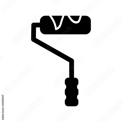 Paint Roller Icon Isolated On Abstract Background