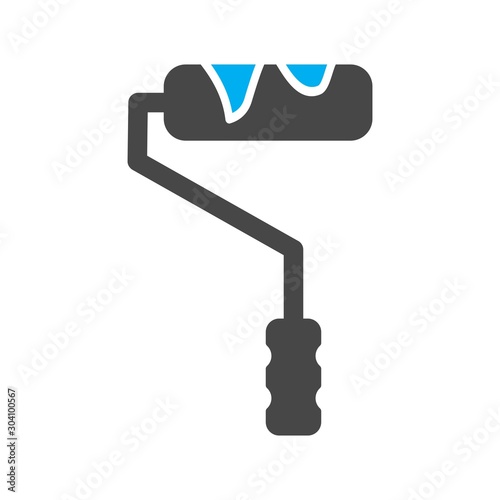 Paint Roller Icon Isolated On Abstract Background