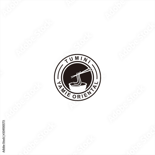 Stamp Badge Noodle Logo Design Vector Illustration Template Idea