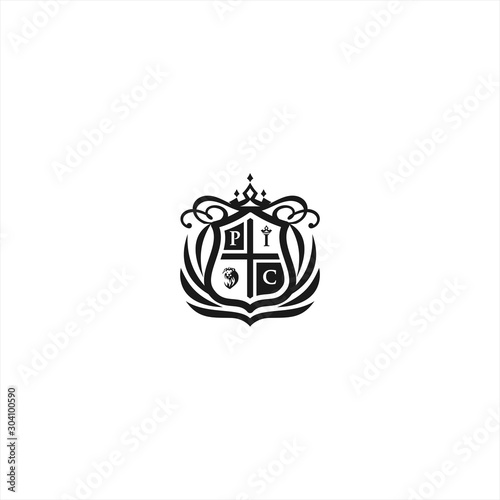 Heraldic Logo Design Vector Illustration Template Idea