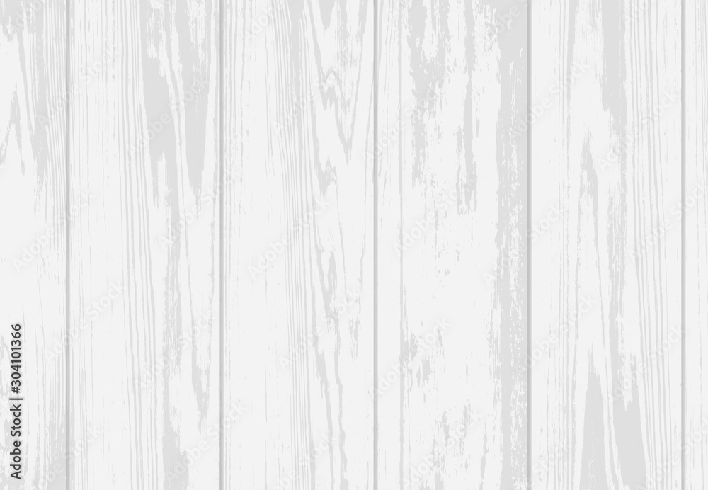 Vector realistic white wood textured background .
