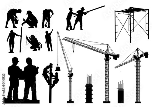 Construction silhouette vector background.	