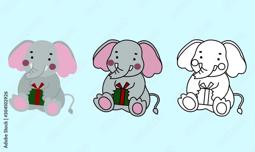 3 styles of elephant and gift in Christmas festival and decoration 3 styles of elephant and gift in Christmas festival and decoration