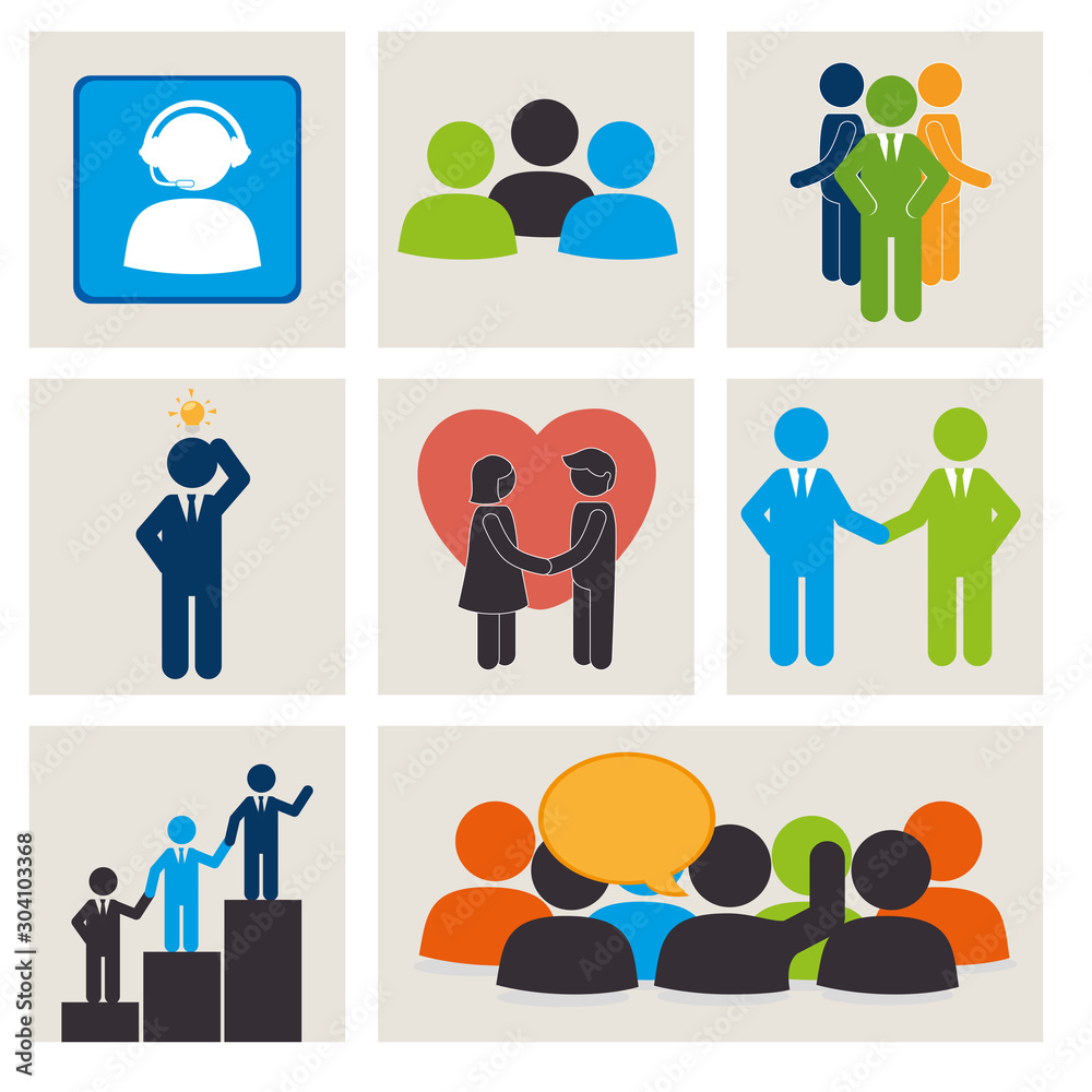 bundle silhouette of teamwork scenes avatar character vector illustration design bundle silhouette of teamwork scenes avatar character vector illustration design