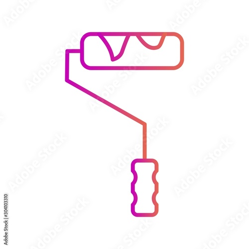 Paint Roller Icon Isolated On Abstract Background