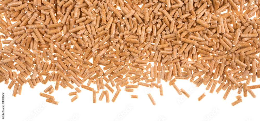 Holz Pellets Banner, weisser Hintergrund Holz Pellets Banner, weisser Hintergrund