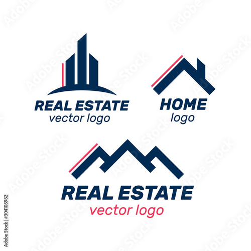 Real Estate, Building and Construction Logo Vector Design. Logo real estate set