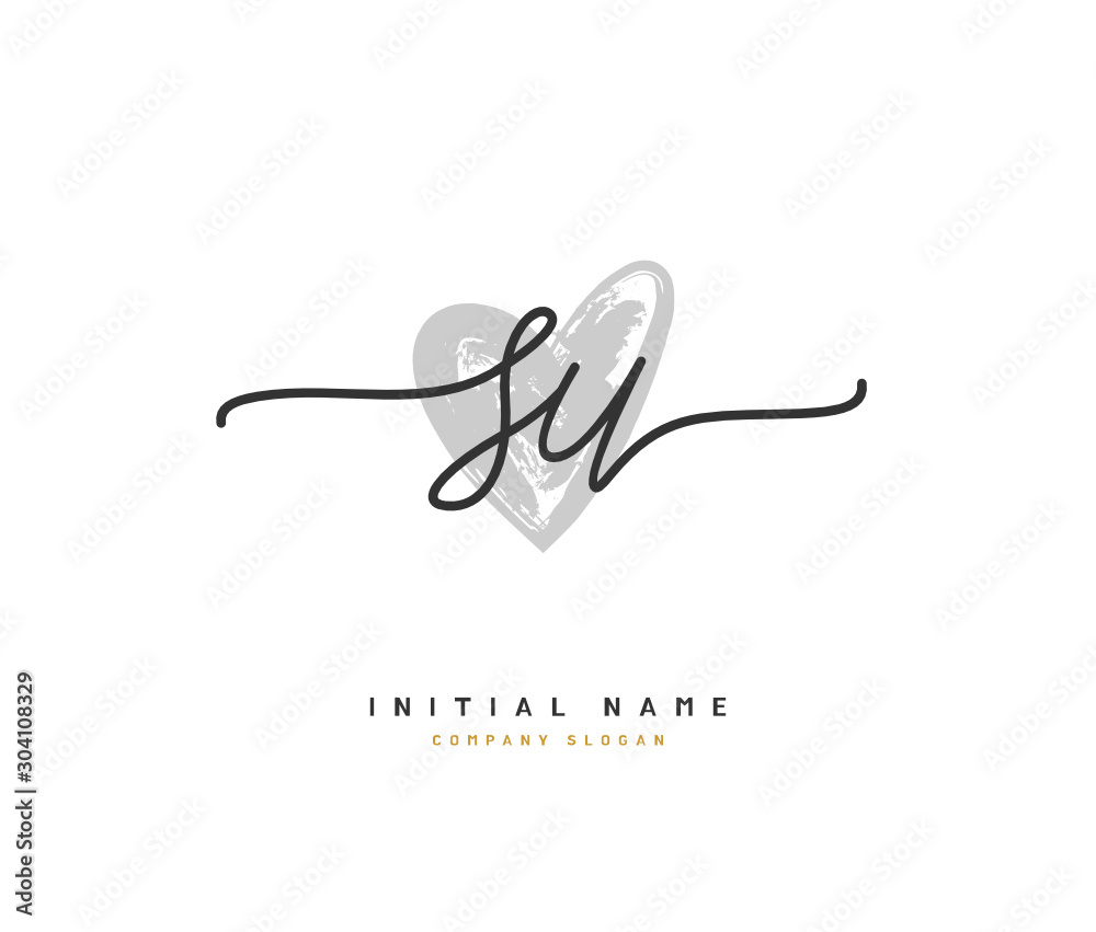 S U SU Beauty vector initial logo, handwriting logo of initial signature, wedding, fashion, jewerly, boutique, floral and botanical with creative template for any company or business.