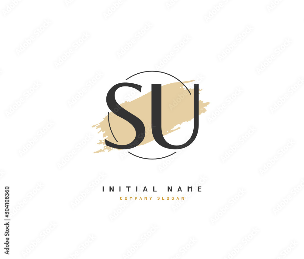 S U SU Beauty vector initial logo, handwriting logo of initial signature, wedding, fashion, jewerly, boutique, floral and botanical with creative template for any company or business.