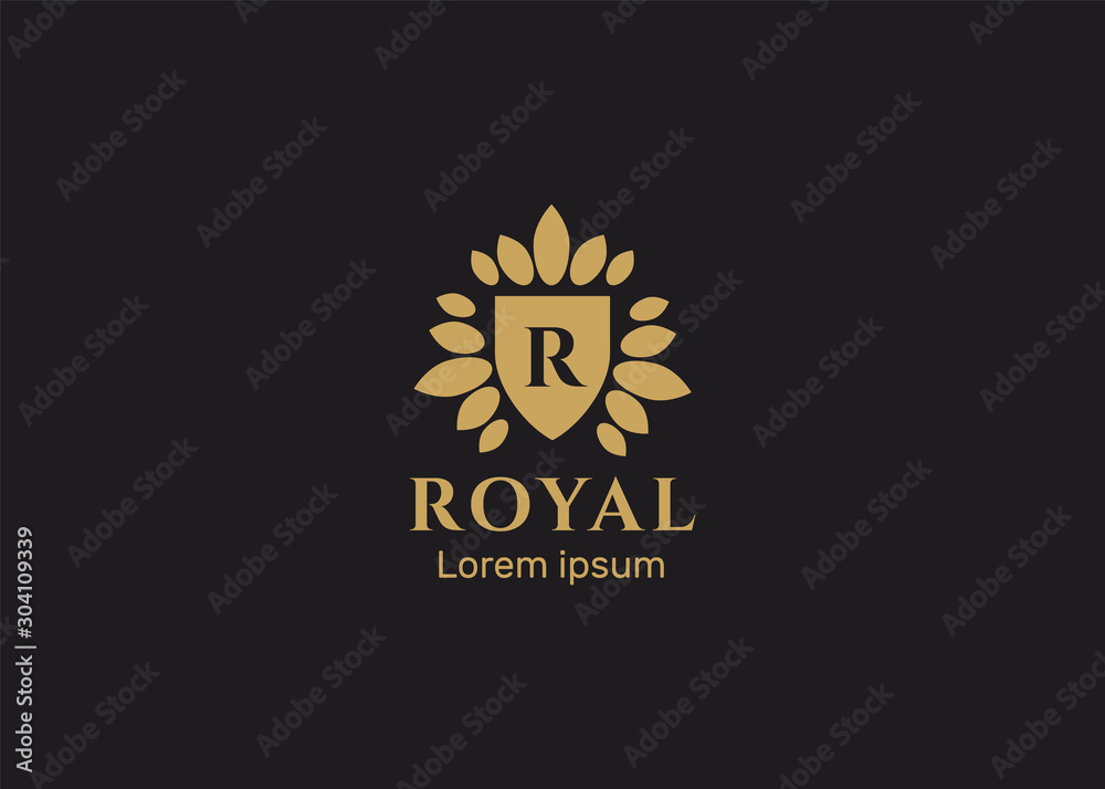 Fototapeta premium Royal Brand Luxury Crest Logo. Flourishes Calligraphic Monogram. VIP, Fashion and Premium brand identity