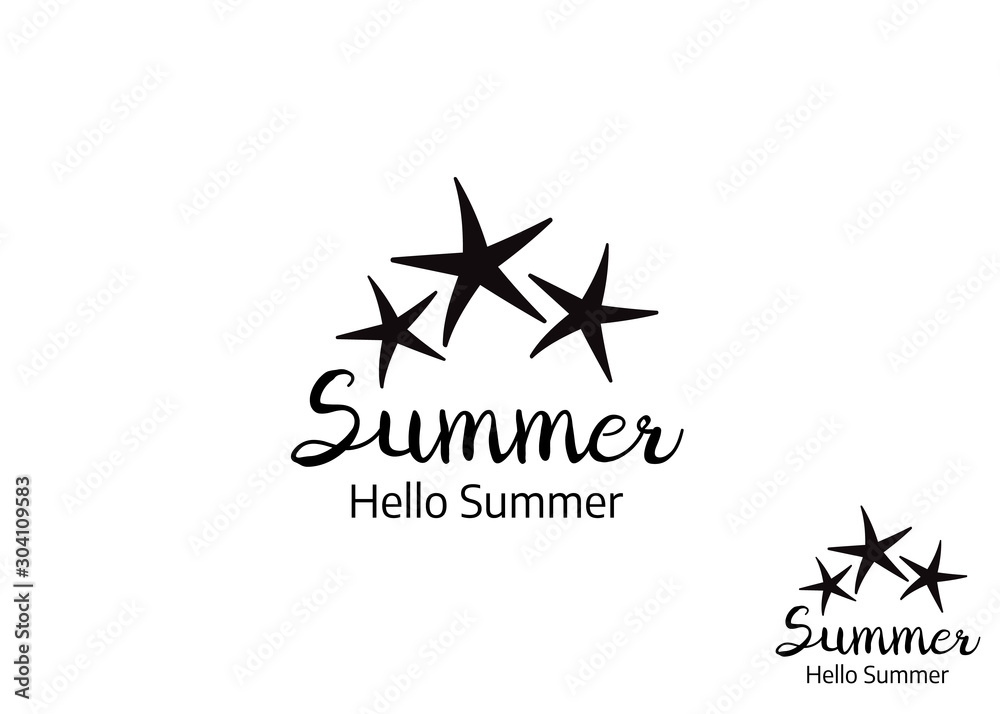 Obraz premium Summer labels, logos, hand drawn summer holiday and travel. Beach icon vector