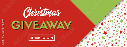 Christmas giveaway. Vector long banner for social media contest promotion