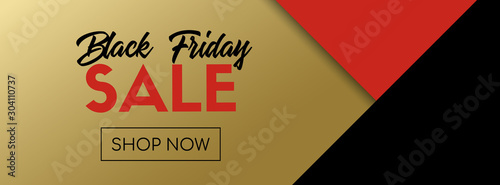 Black friday sale. Vector long banner. Abstract geometrical background. Trendy template for social media promotion