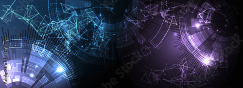 Abstract technology background with plexus effect. Vector illustration.