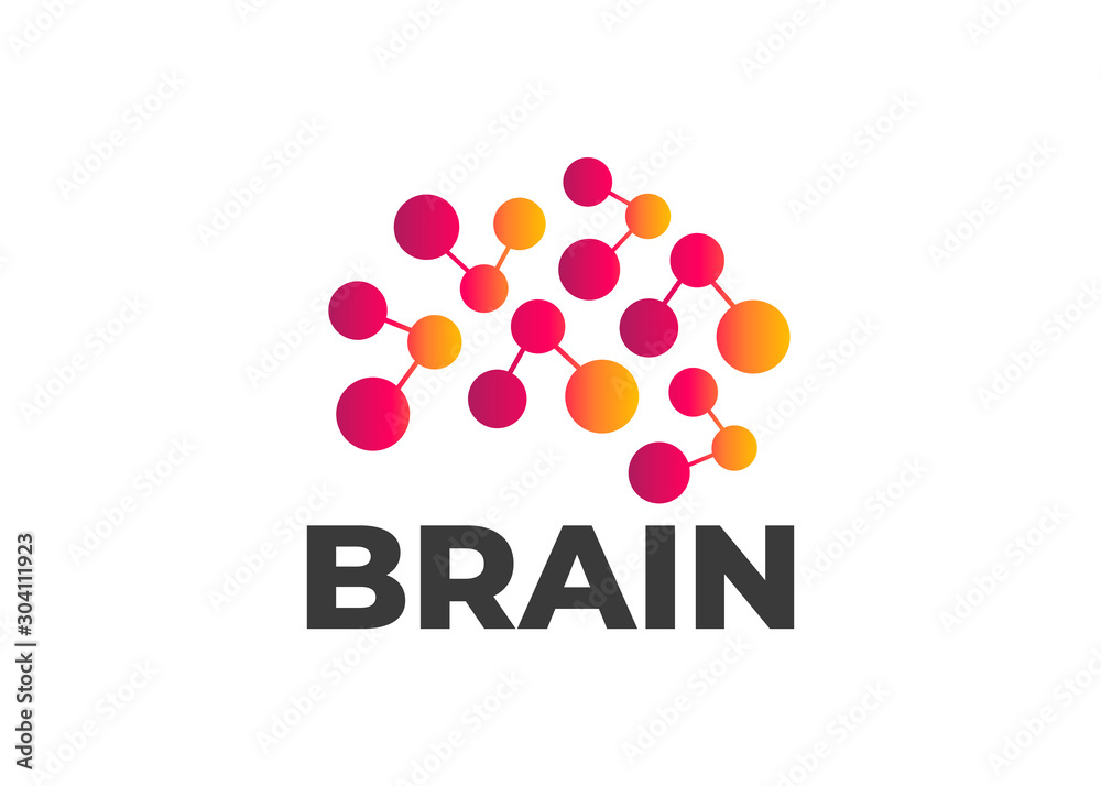Brain Logo silhouette design. Brainstorm idea logotype. Abstract human brain logo
