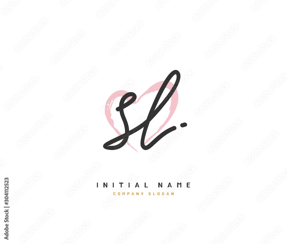 S L SL Beauty vector initial logo, handwriting logo of initial signature, wedding, fashion, jewerly, boutique, floral and botanical with creative template for any company or business.