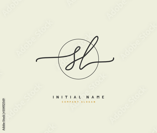 S L SL Beauty vector initial logo  handwriting logo of initial signature  wedding  fashion  jewerly  boutique  floral and botanical with creative template for any company or business.