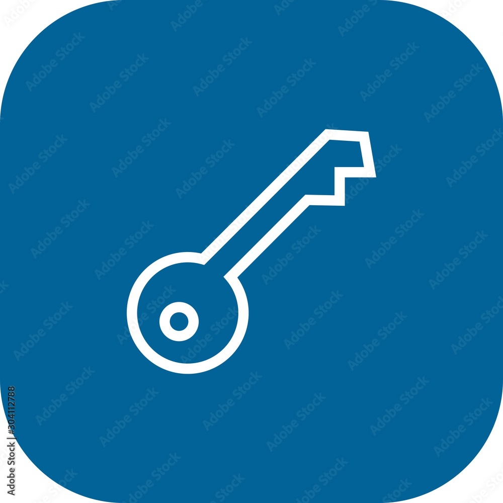 Round Corner Key Icon With White Background Round Corner Key Icon With White Background