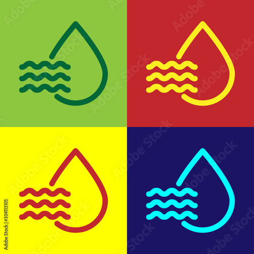 Color Water drop percentage icon isolated on color background. Humidity analysis. Vector Illustration