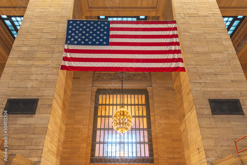 USA flag at Grand Central Station