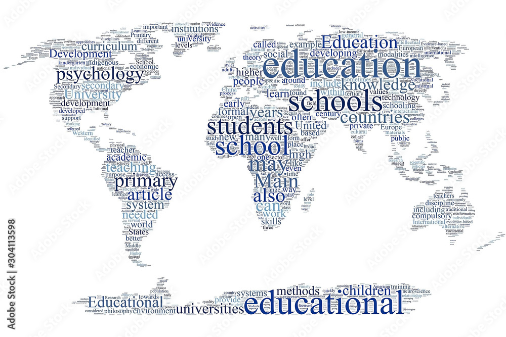 Naklejka premium Education world map word cloud