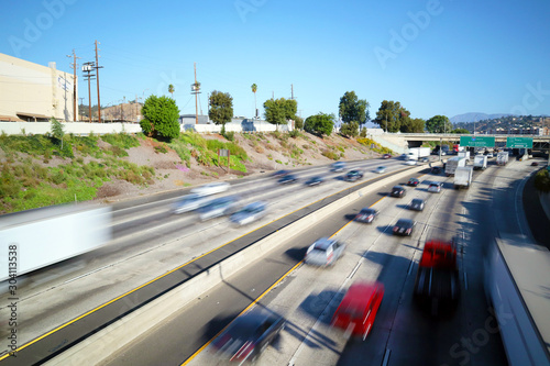 Los Angeles, California - Traffic on Interstate 5, I-5 Highway view from N Broadway – Long Exposure