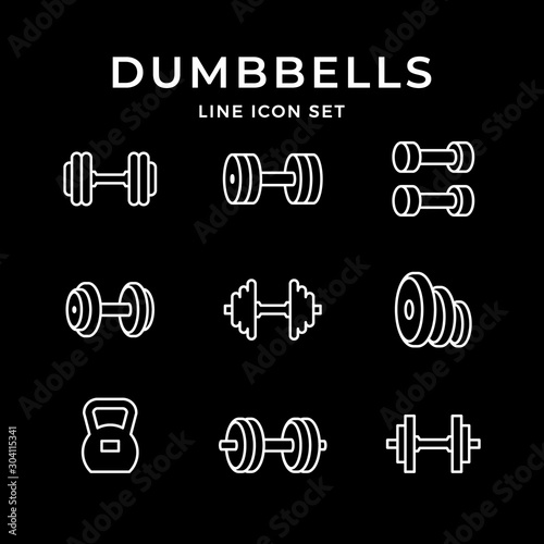 Set line icons of dumbbells