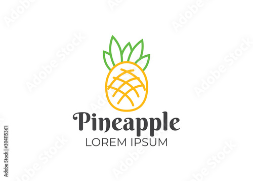 Pineapple logo vector. Tropical pineapple abstract icon