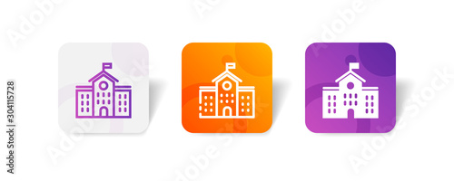 school / college building outline and solid icon in smooth gradient background button