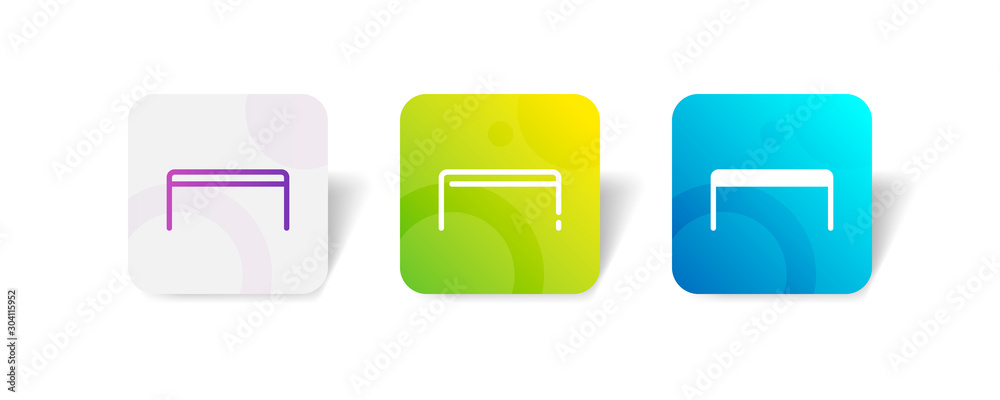 table outline and solid icon in smooth gradient background button
