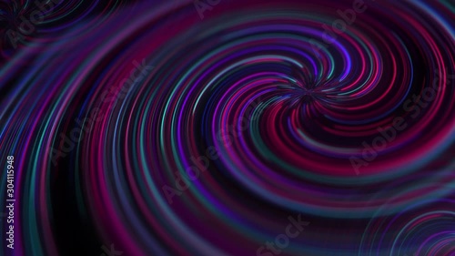 Abstract animated twirl and curve line neon moving in black background. Pink, purple, blue light glow. Colorful EDM light with dark background and backdrop. Music effect. Party digital video. Props.