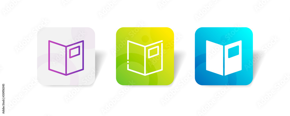 book outline and solid icon in smooth gradient background button book outline and solid icon in smooth gradient background button