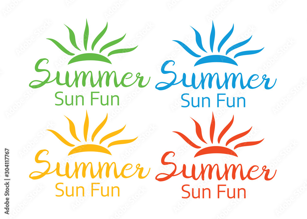 Obraz premium Hand drawn elements for Summer. Vintage summer logo.