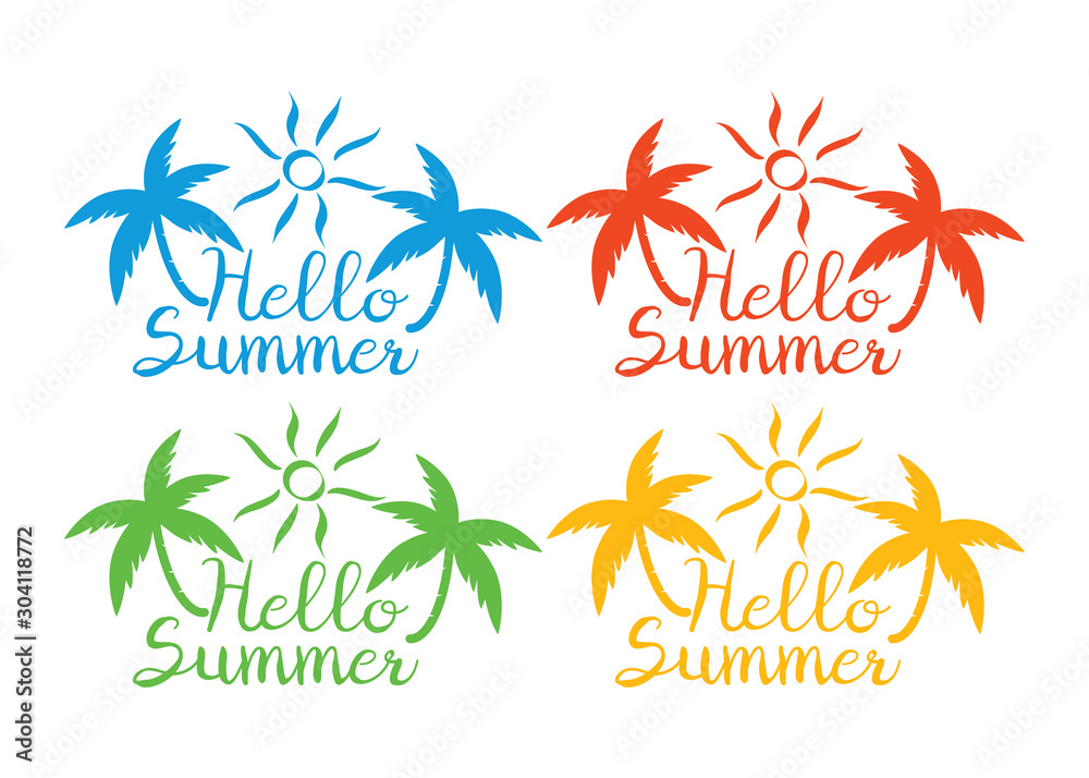 Summer logotypes. Summer vintage design logos. Beach party logo