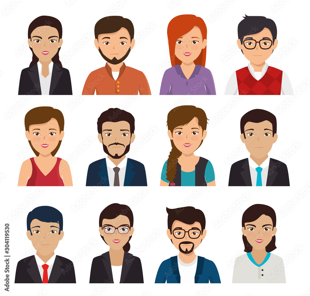 bundle with set of face business people vector illustration design bundle with set of face business people vector illustration design