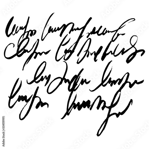 Unreadable handwriting font signature text on white background