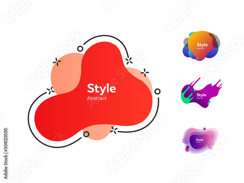 Set of muted multi-colored abstract shapes