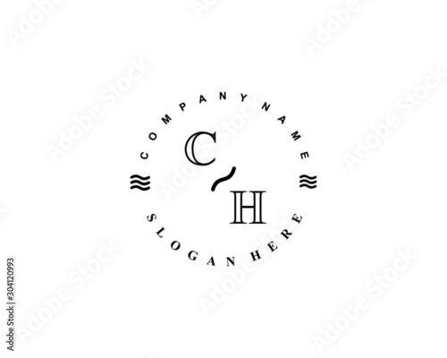  Initial CH vintage logo template